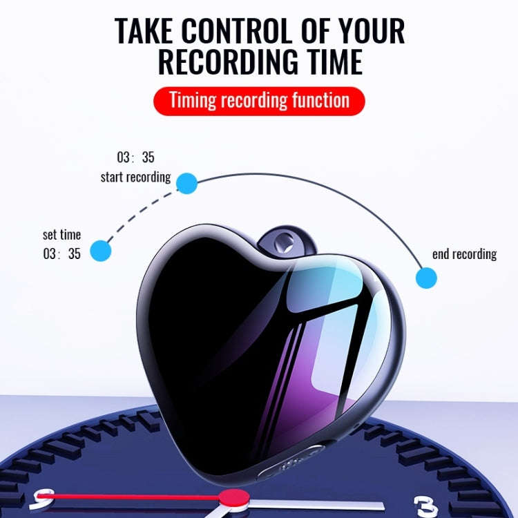 Q66 Heart Pendant Smart HD Noise Reduction Voice Control Recording Pen, Capacity:16GB