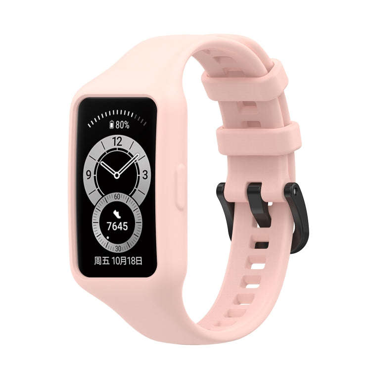 For Huawei Band 7 Integrated Silicone Watch Band(Light Pink)