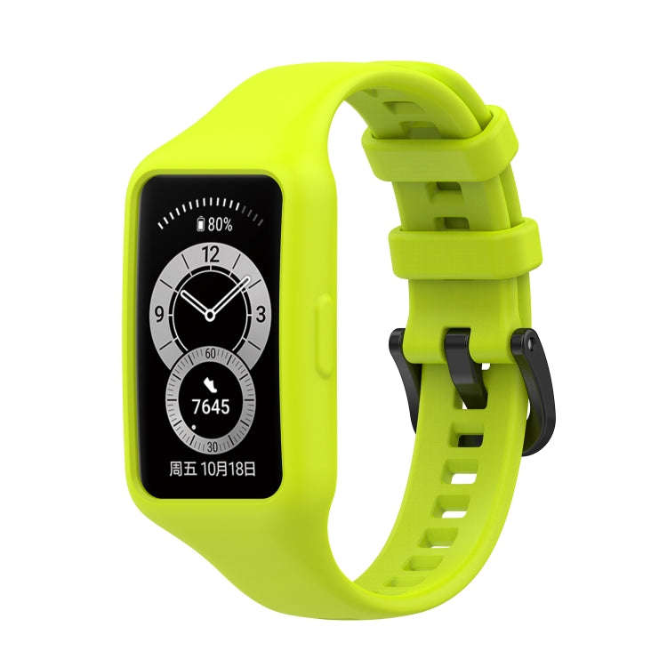 For Huawei Band 7 Integrated Silicone Watch Band(Lime Green)