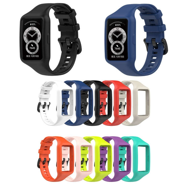 For Huawei Band 7 Integrated Silicone Watch Band(Dark Purple)