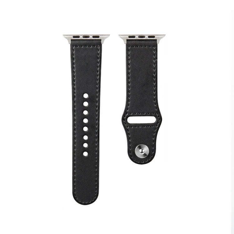 Nail Silver Buckle Leather Watch Band For Apple Watch Series 9&8&7 41mm / SE 3&SE 2&6&SE&5&4 40mm...