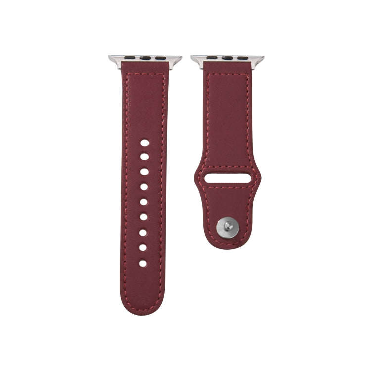Nail Silver Buckle Leather Watch Band For Apple Watch Series 9&8&7 41mm / SE 3&SE 2&6&SE&5&4 40mm...