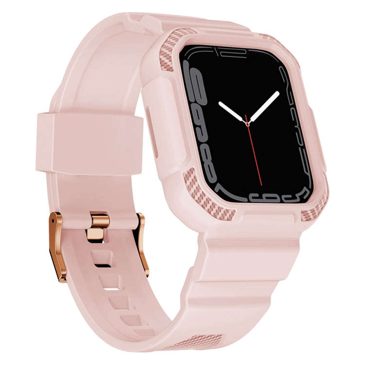 Integrated Carbon Fiber Pattern Silicone Watch Band For Apple Watch Series 9&8&7 41mm / SE 3&SE 2...