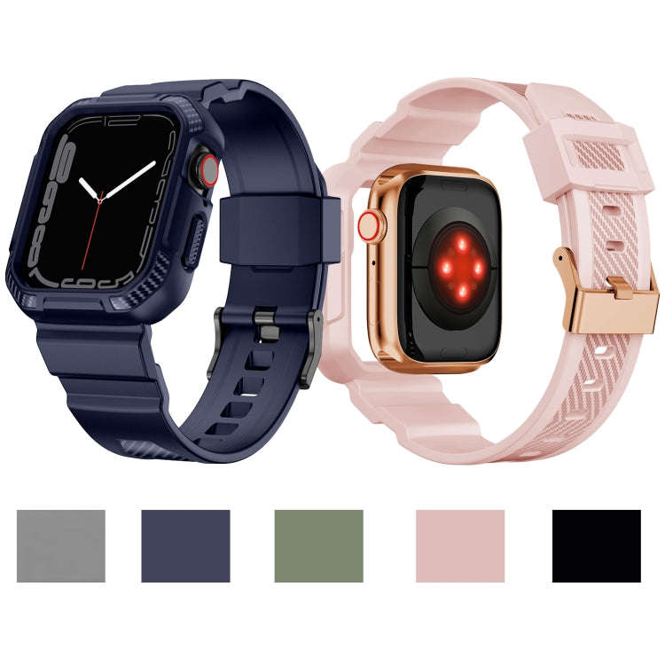 Integrated Carbon Fiber Pattern Silicone Watch Band For Apple Watch Series 9&8&7 41mm / SE 3&SE 2...