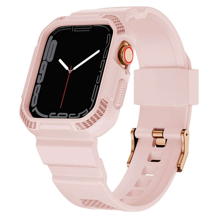 Integrated Carbon Fiber Pattern Silicone Watch Band For Apple Watch Series 8&7 45mm / SE 2&6&SE&5...