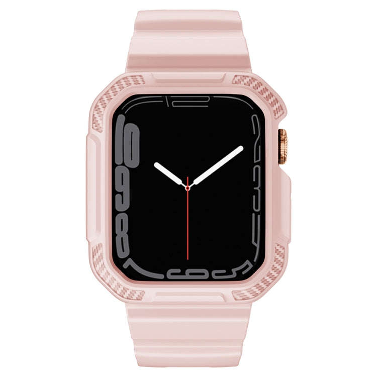 Integrated Carbon Fiber Pattern Silicone Watch Band For Apple Watch Series 8&7 45mm / SE 2&6&SE&5...