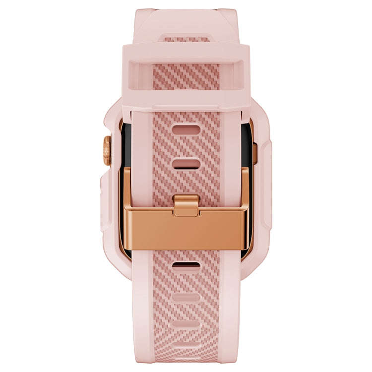Integrated Carbon Fiber Pattern Silicone Watch Band For Apple Watch Series 8&7 45mm / SE 2&6&SE&5...