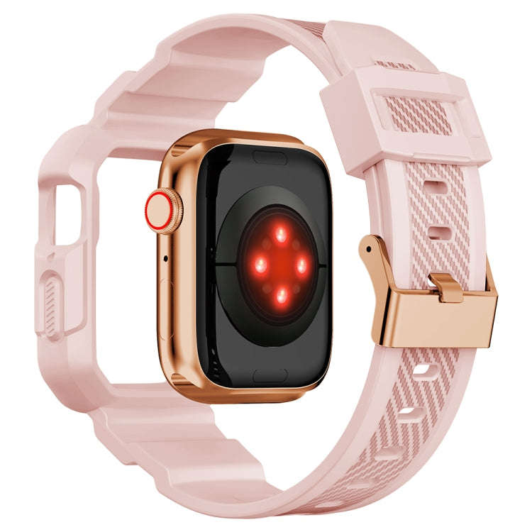 Integrated Carbon Fiber Pattern Silicone Watch Band For Apple Watch Series 8&7 45mm / SE 2&6&SE&5...