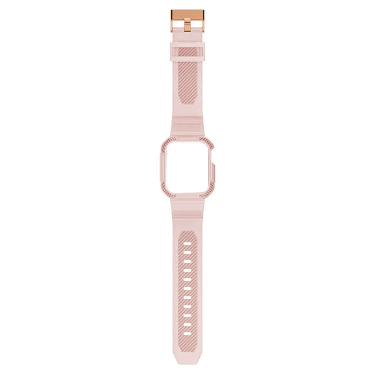 Integrated Carbon Fiber Pattern Silicone Watch Band For Apple Watch Series 8&7 45mm / SE 2&6&SE&5...