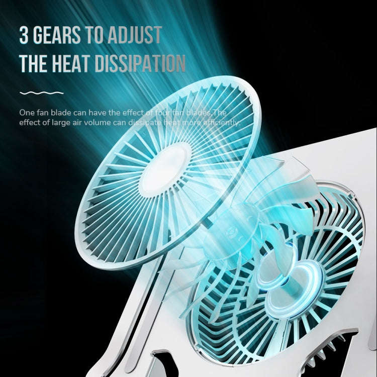 R-JUST BJ01-5 Laptop Foldable Lift Bracket with Fan(Silver)