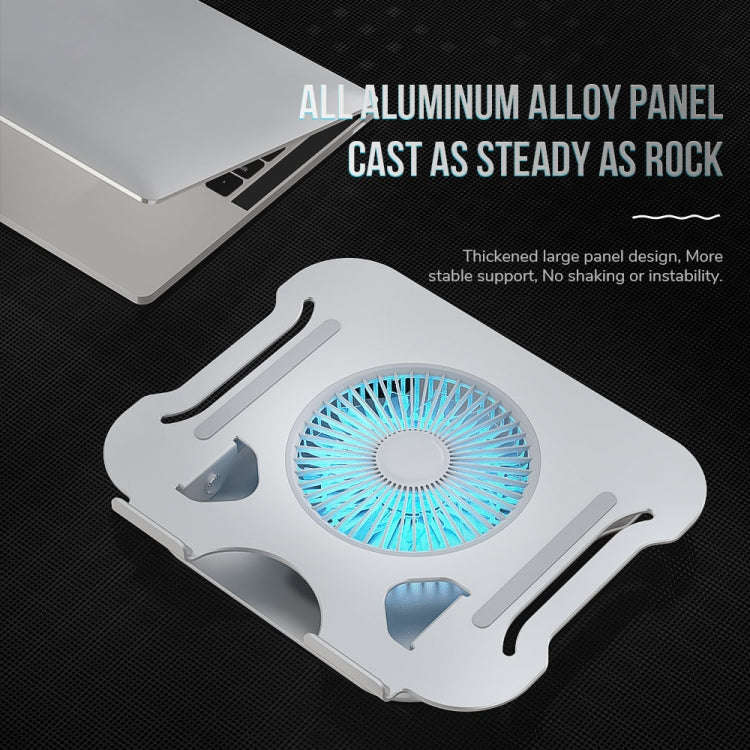 R-JUST BJ01-5 Laptop Foldable Lift Bracket with Fan(Silver)