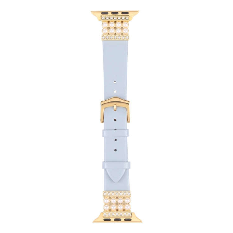 Pearl Diamond Leather Watch Band For Apple Watch Ultra 49mm&Watch Ultra 2 49mm / Series 9&8&7 45m...