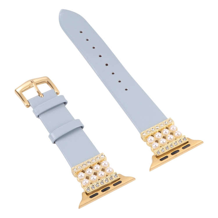 Pearl Diamond Leather Watch Band For Apple Watch Ultra 49mm&Watch Ultra 2 49mm / Series 9&8&7 45m...