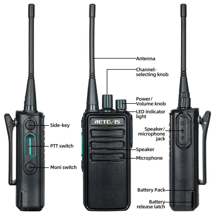 1 Pair RETEVIS RB29 FRS Free-license Two Way Radio Walkie Talkie(Black)