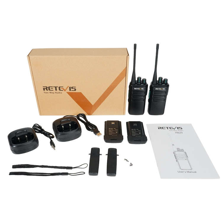 1 Pair RETEVIS RB29 FRS Free-license Two Way Radio Walkie Talkie(Black)