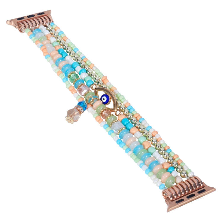 Eye Bead Chain Watch Band For Apple Watch Series 9&8&7 41mm / SE 3&SE 2&6&SE&5&4 40mm / 3&2&1 38m...