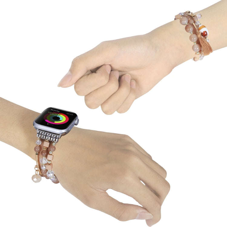 Round Bead Chain Watch Band For Apple Watch Series 9&8&7 41mm / SE 3&SE 2&6&SE&5&4 40mm / 3&2&1 3...