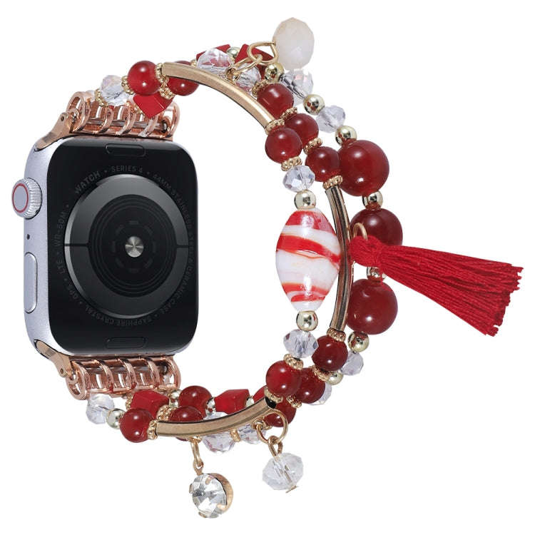 Round Bead Chain Watch Band For Apple Watch Series 9&8&7 41mm / SE 3&SE 2&6&SE&5&4 40mm / 3&2&1 3...