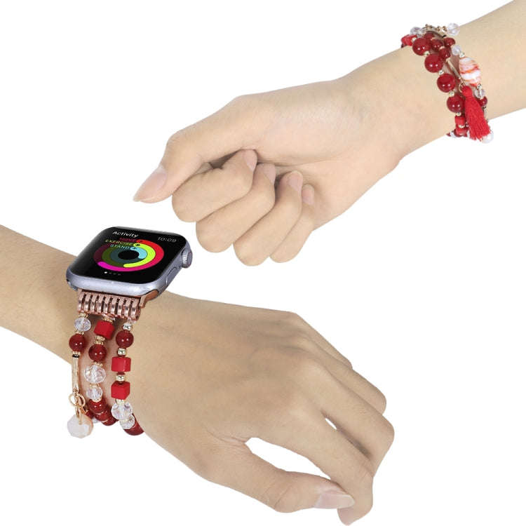 Round Bead Chain Watch Band For Apple Watch Series 9&8&7 41mm / SE 3&SE 2&6&SE&5&4 40mm / 3&2&1 3...