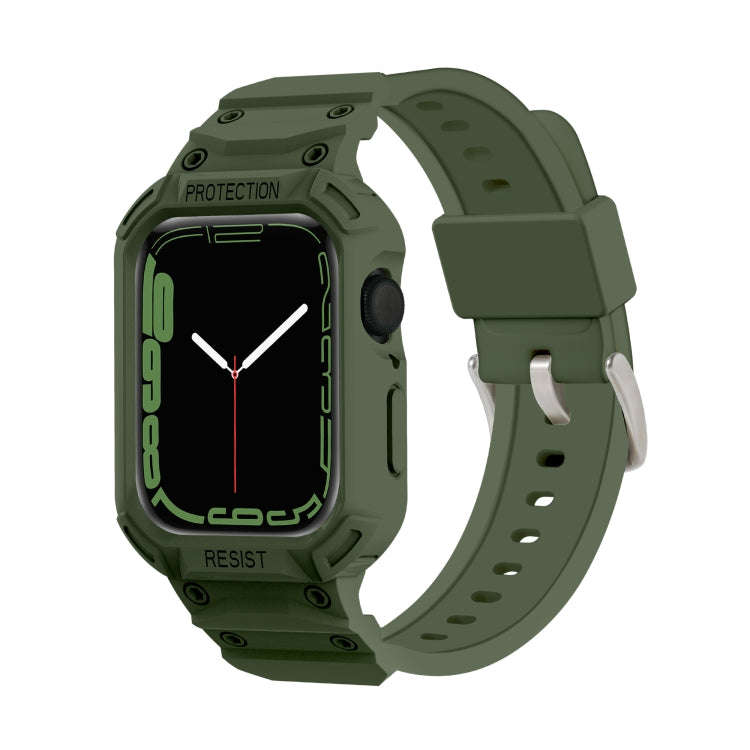 Integrated TPU Watch Band For Apple Watch Series 8&7 45mm / SE 2&6&SE&5&4 44mm / 3&2&1 42mm(Army ...