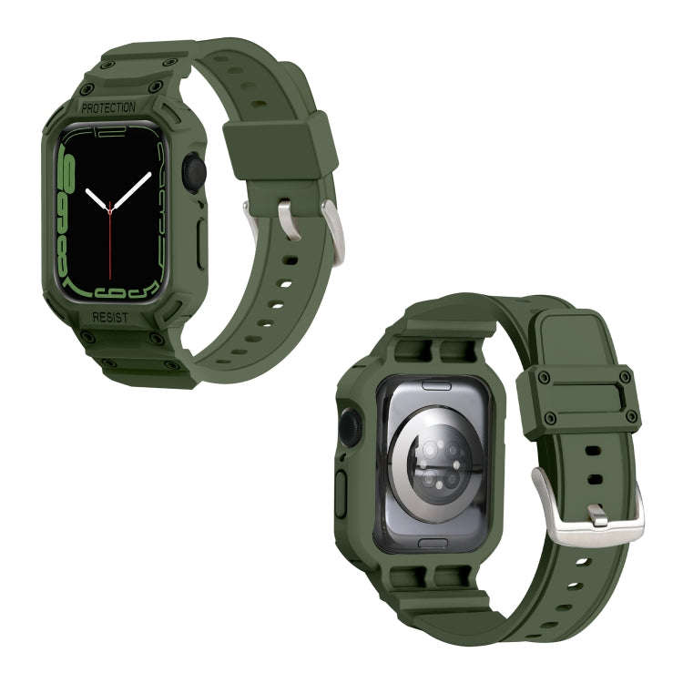 Integrated TPU Watch Band For Apple Watch Series 8&7 45mm / SE 2&6&SE&5&4 44mm / 3&2&1 42mm(Army ...