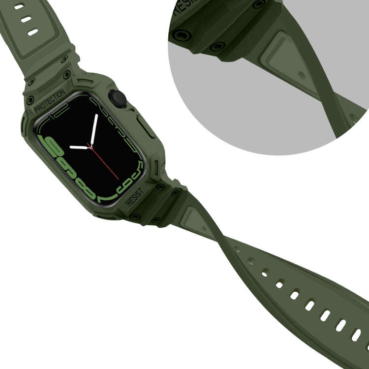 Integrated TPU Watch Band For Apple Watch Series 8&7 45mm / SE 2&6&SE&5&4 44mm / 3&2&1 42mm(Army ...