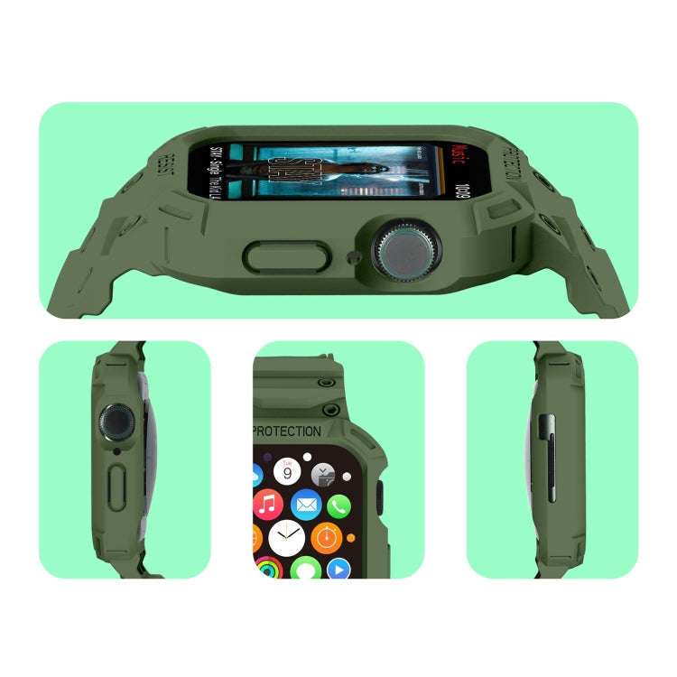 Integrated TPU Watch Band For Apple Watch Series 8&7 45mm / SE 2&6&SE&5&4 44mm / 3&2&1 42mm(Army ...
