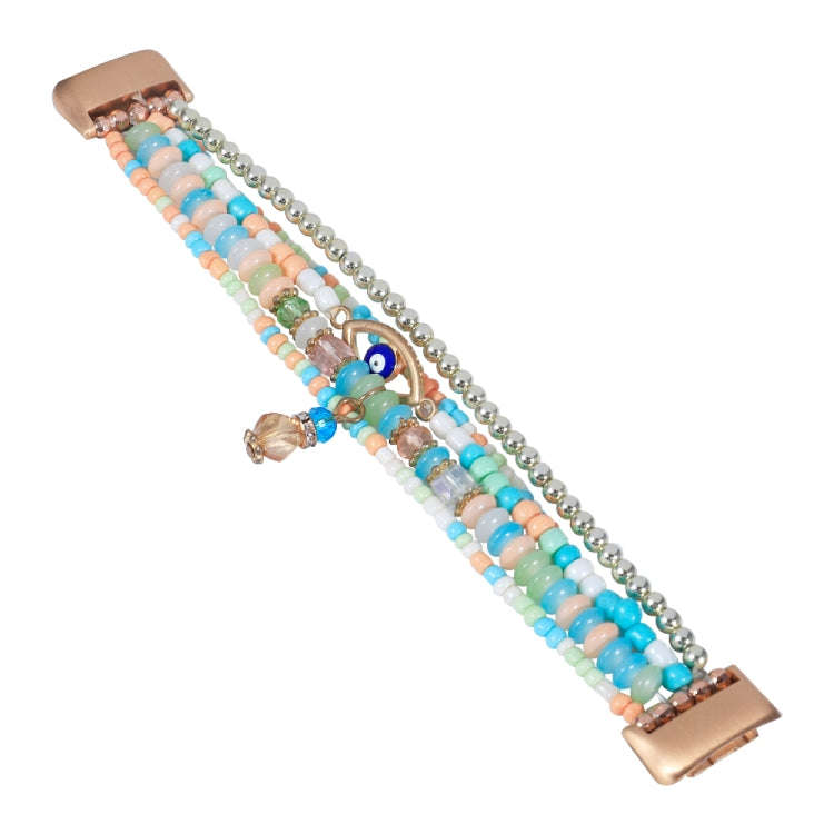 For Fitbit Charge 5 Eye Bead Chain Watch Band(Pink)