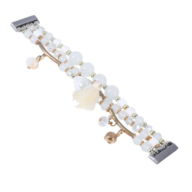 For Fitbit Versa 3 / Sense Round Bead Chain Watch Band(White)