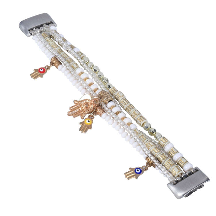 For Fitbit Charge 5 Palm Bead Chain Watch Band(White)