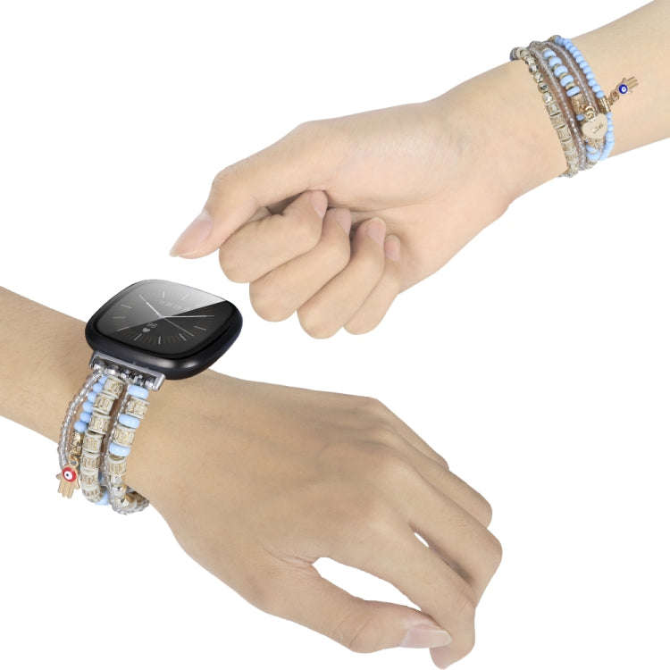 For Fitbit Versa 3 / Sense Palm Bead Chain Watch Band(Blue)
