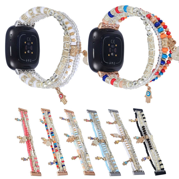 For Fitbit Versa 3 / Sense Palm Bead Chain Watch Band(Blue)