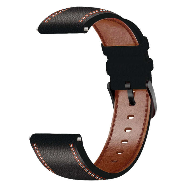 For Huawei Watch GT 3 46mm / GT Runner 22mm Tricolor Stitching Genuine Leather Watch Band(Black)