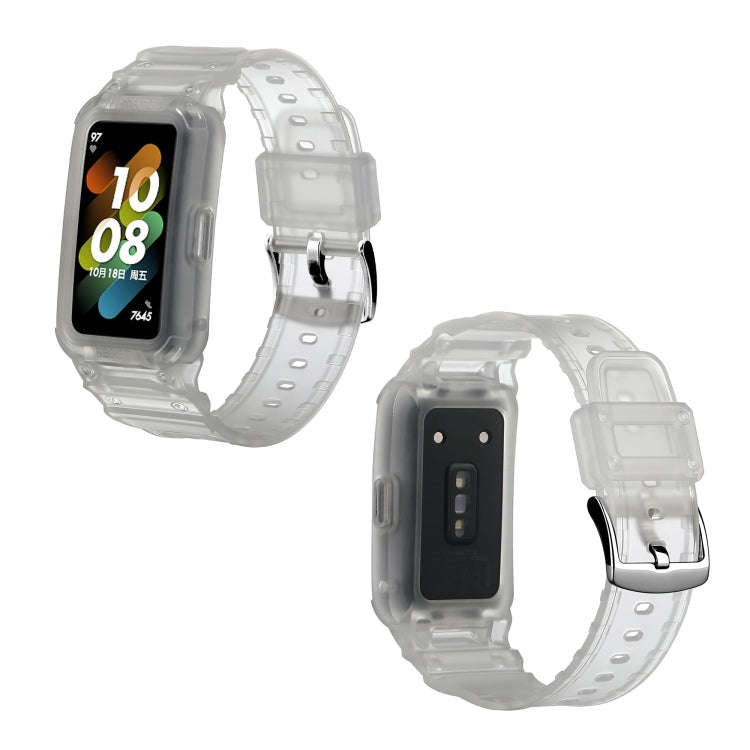 For Huawei Band 7 / 6 / Honor Band 6 Integrated TPU Watch Band(Frosted Transparent)