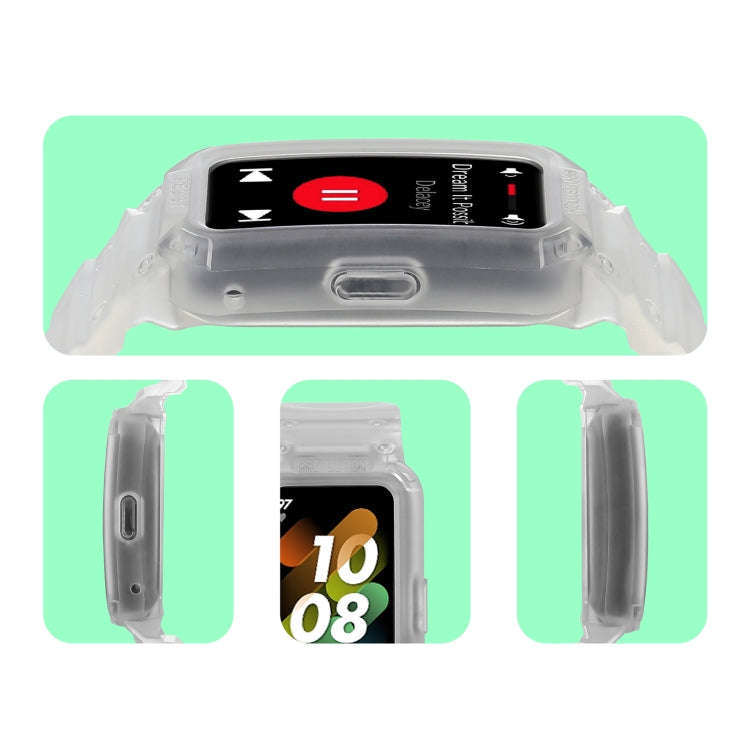 For Huawei Band 7 / 6 / Honor Band 6 Integrated TPU Watch Band(Frosted Transparent)