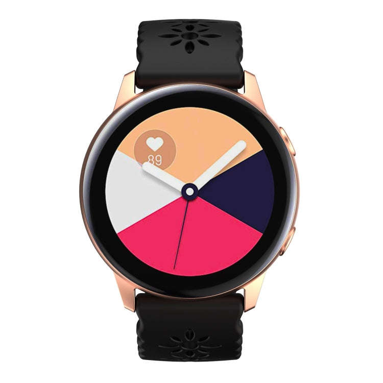 For Samsung Galaxy Watch4 20mm Plum Blossom Hollowed Silicone Watch Band(Black)