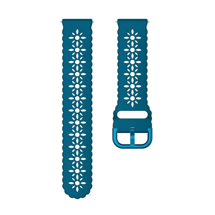 For Samsung Galaxy Watch4 20mm Plum Blossom Hollowed Silicone Watch Band(Rock Cyan)