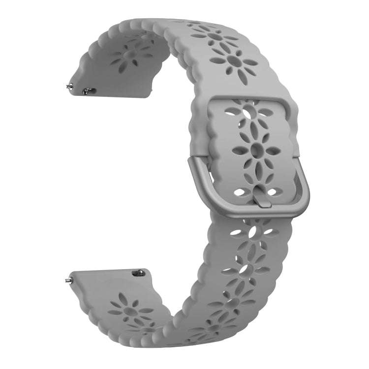 For Huawei Watch GT 3 Pro 22mm Plum Blossom Hollowed Silicone Watch Band(Light Grey)
