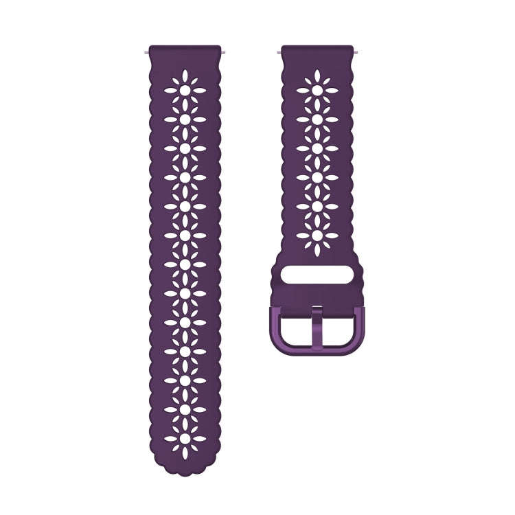 For Huawei Watch GT 3 Pro 22mm Plum Blossom Hollowed Silicone Watch Band(Dark Purple)