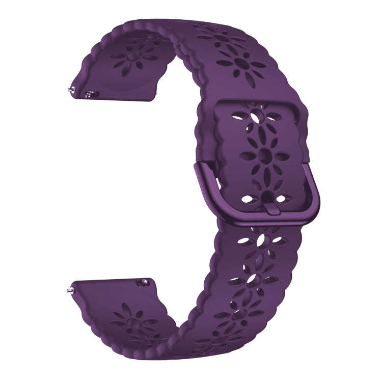 For Huawei Watch GT 3 Pro 22mm Plum Blossom Hollowed Silicone Watch Band(Dark Purple)