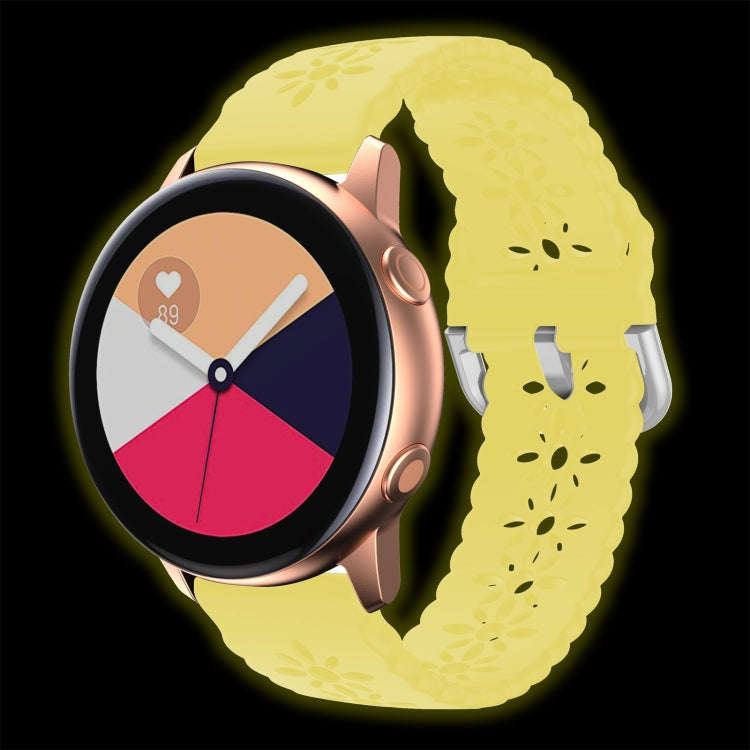 For Huawei Watch GT 3 Pro 22mm Plum Blossom Hollowed Silicone Watch Band(Luminous Pink)