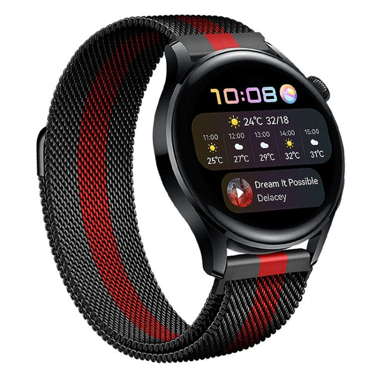 For Huawei Watch GT 3 Pro 46mm Milan Steel Watch Band(Black Red)