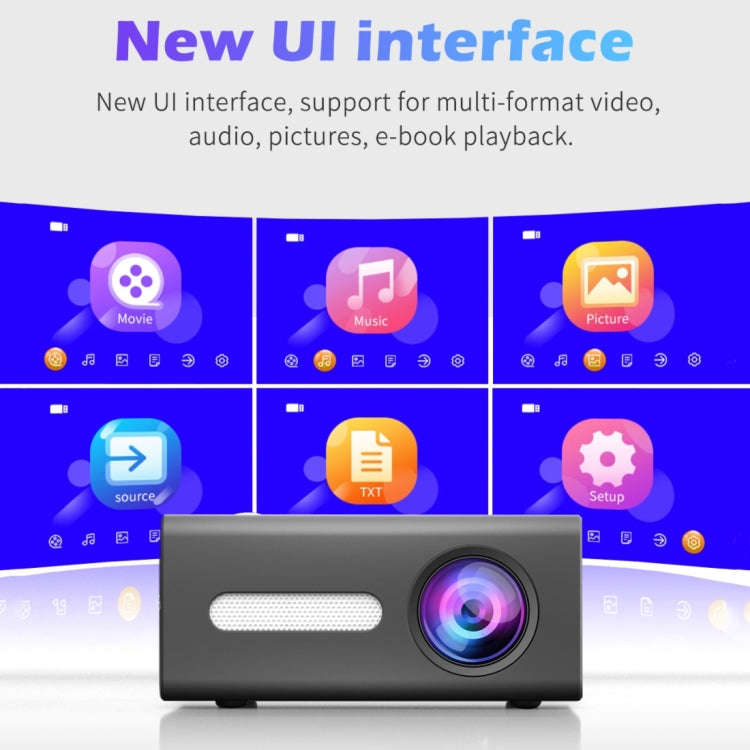 T300 25ANSI LED Portable Home Multimedia Game Projector, Plug Type:AU Plug(Black)