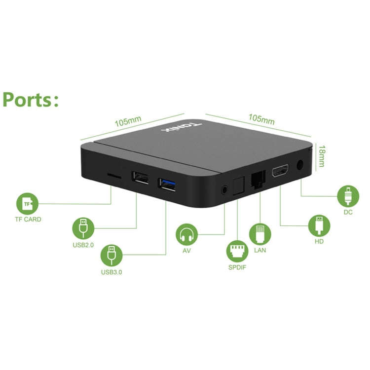 Tanix W2 Amlogic S905 Quad Core Smart TV Set Top Box, RAM:2G+16G(US Plug)