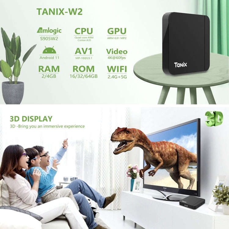 Tanix W2 Amlogic S905 Quad Core Smart TV Set Top Box, RAM:2G+16G(US Plug)
