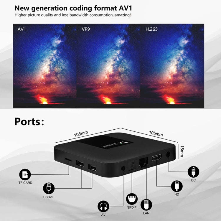 TX3 mini+  Android 11.0 Smart TV Box, Amlogic S905W2 Quad Core, Memory:4GB+32GB, 2.4GHz / 5GHz Wi...
