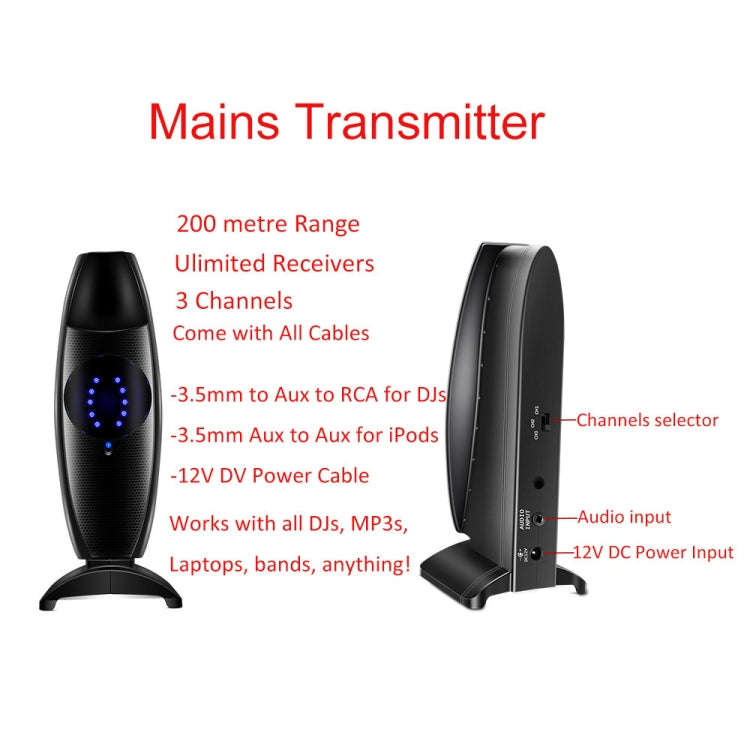 EM60 200m Power Amplifier Audio Transmitter Universal for Computer Mobile Phone Tablet, US Plug