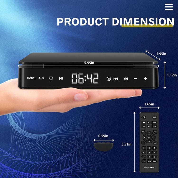 Kecag KC-708 2A Home Plug-in Mini HD DVD Player(Black)