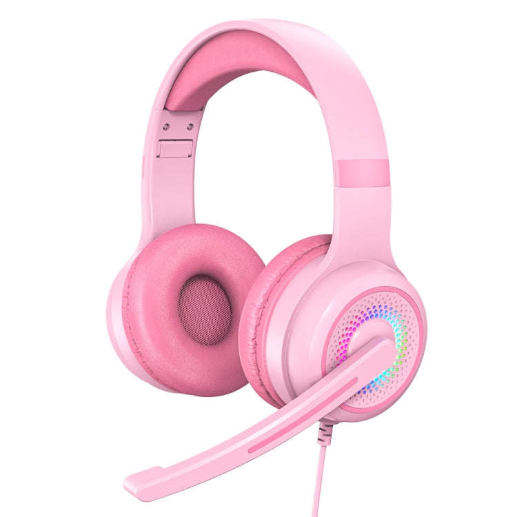 Y20 LED Bass Stereo PC Wired Gaming Headset with Microphone(Pink)