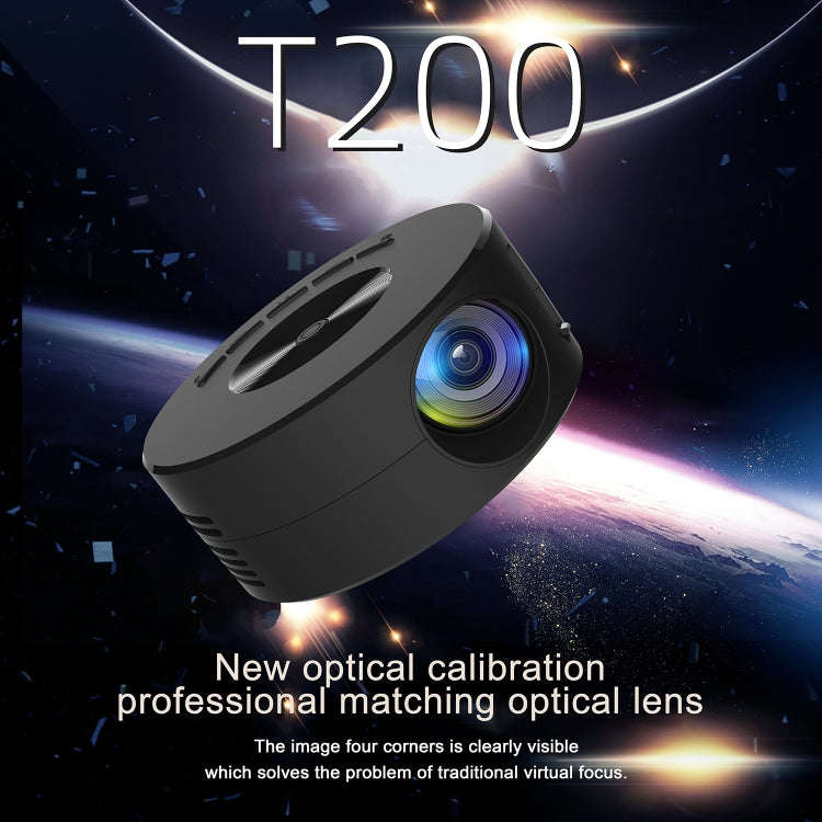 T200 1500LM 1920x1080P LED Mini Projector, US Plug(Black)